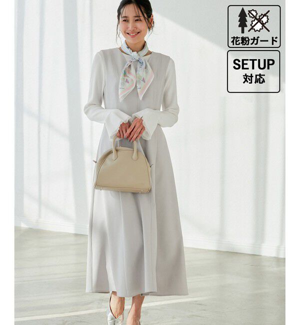 Rope&rsquo;Picnic「【花粉ガード】クリアツイルジャンパースカート/セレモニー・通勤対応・セットアップ対応」|ワンピース|ライトグレー