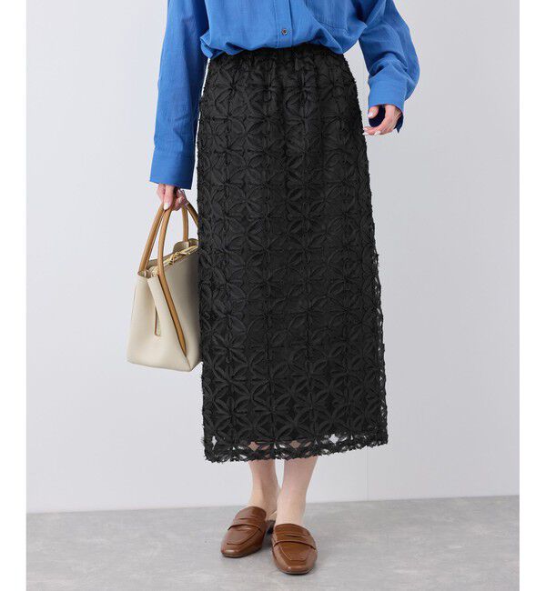 Rope&rsquo;Picnic「フラワーチュールレースアイラインスカート」|スカート|クロメイン