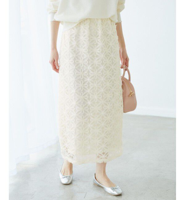 Rope&rsquo;Picnic「フラワーチュールレースアイラインスカート」|スカート|
