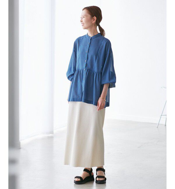 Rope&rsquo;Picnic「【接触冷感・通気性】お着軽シャツシリーズ/綿ボイルペプラムシャツ」|シャツ・ブラウス|