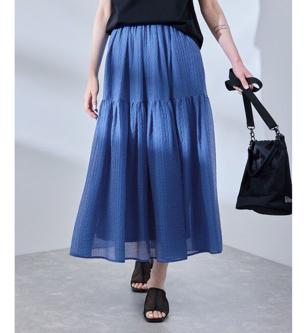 Rope&rsquo;Picnic「シアーティアードスカート」|スカート|ブルー(44)