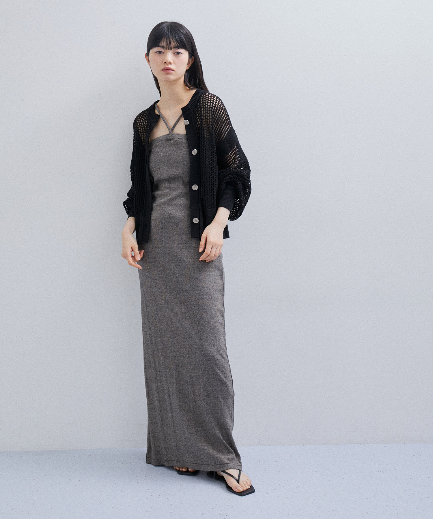 ADAM ET ROPE'「パターンメッシュカーディガン」|カーディガン|