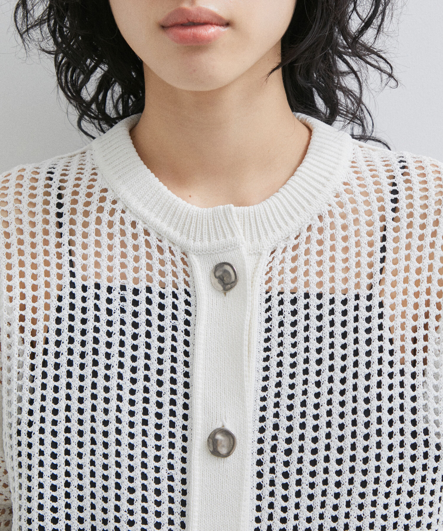 ADAM ET ROPE'「パターンメッシュカーディガン」|カーディガン|