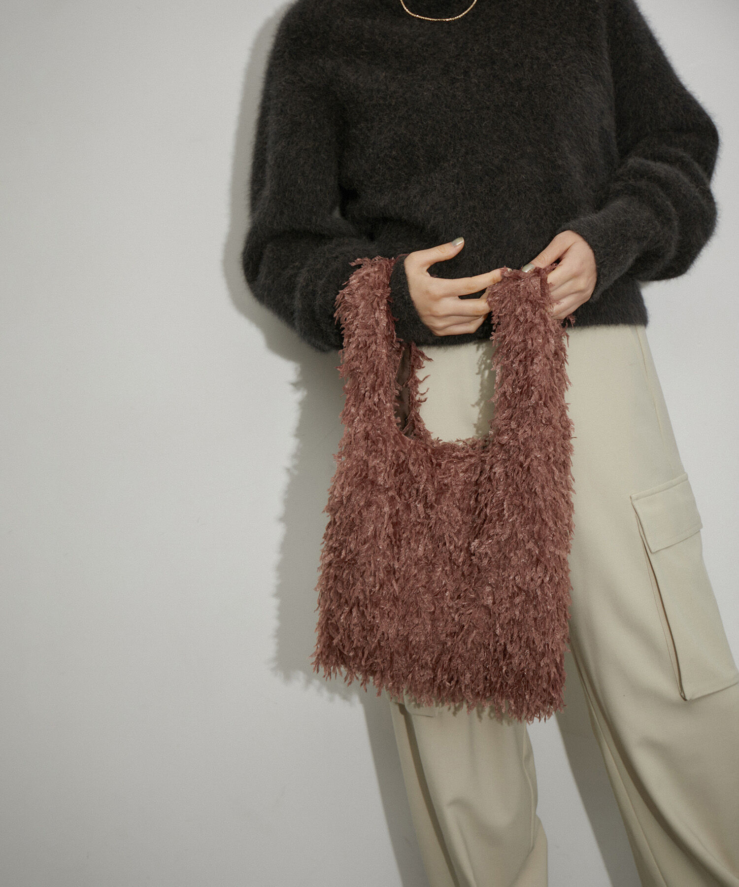 ADAM ET ROPE'「【サステナブル】フリンジトート」|ハンドバッグ|ブラウン(22)