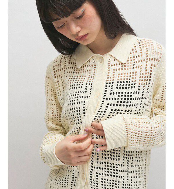 ADAM ET ROPE'「【サステナブル】クロシェライクカーディガン」|カーディガン|オフホワイト(15)