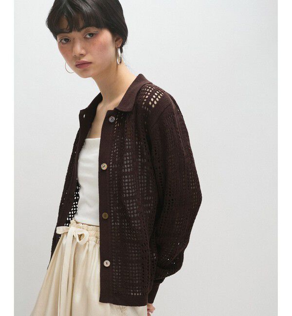 ADAM ET ROPE'「【サステナブル】クロシェライクカーディガン」|カーディガン|