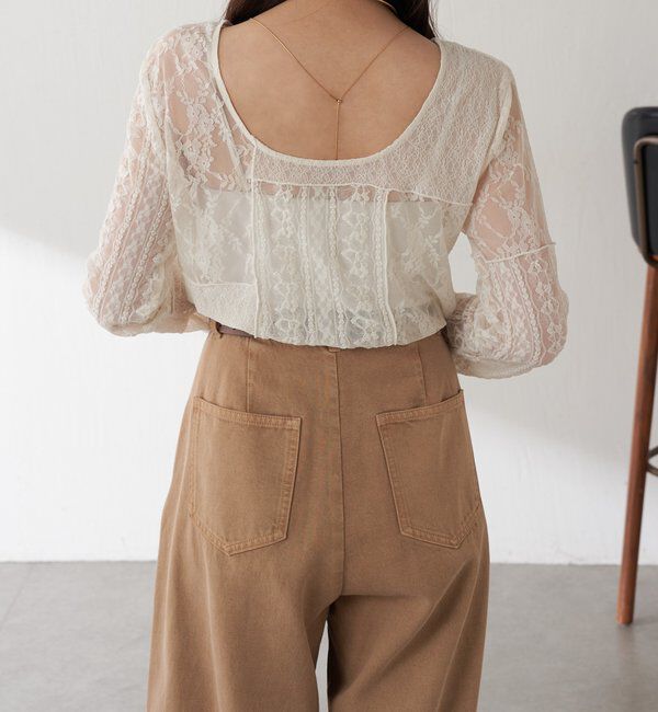  「QanosレースパッチワークロンT」|Tシャツ・カットソー|