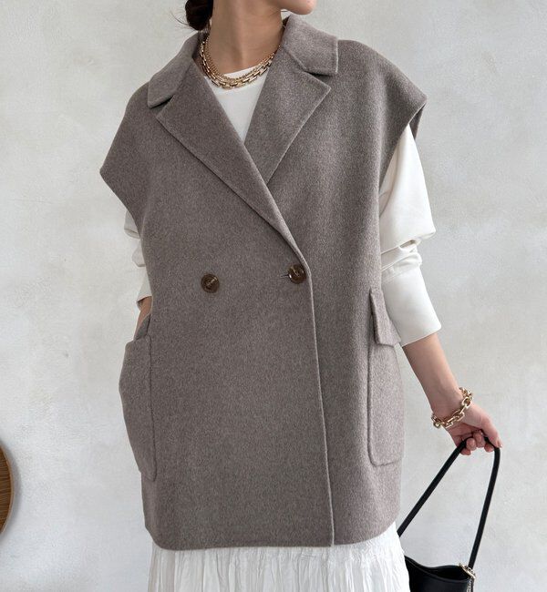  「BIGシルエットジャケットベスト」|ベスト・ジレ|グレージュ