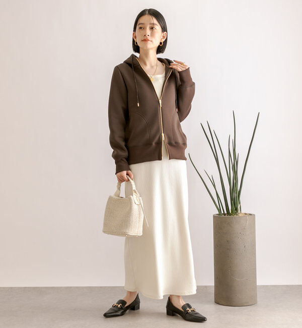  「【WEB限定/キレイめ上品】スポンジダンボールZIPパーカーカットソー」|パーカー|