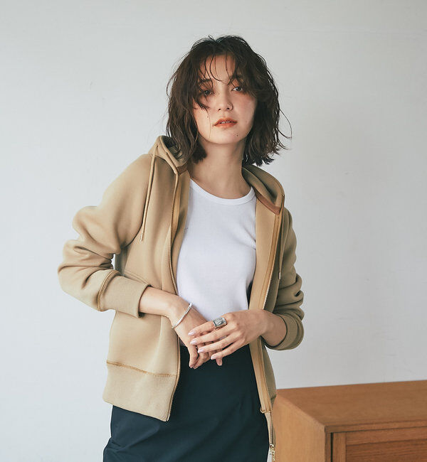  「【WEB限定/キレイめ上品】スポンジダンボールZIPパーカーカットソー」|パーカー|