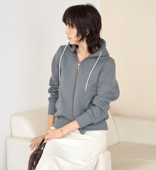  「【WEB限定/キレイめ上品】スポンジダンボールZIPパーカーカットソー」|パーカー|