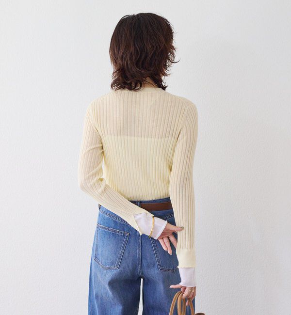  「【レイヤード風の袖口】シアーカフスリブニット」|ニット・セーター|