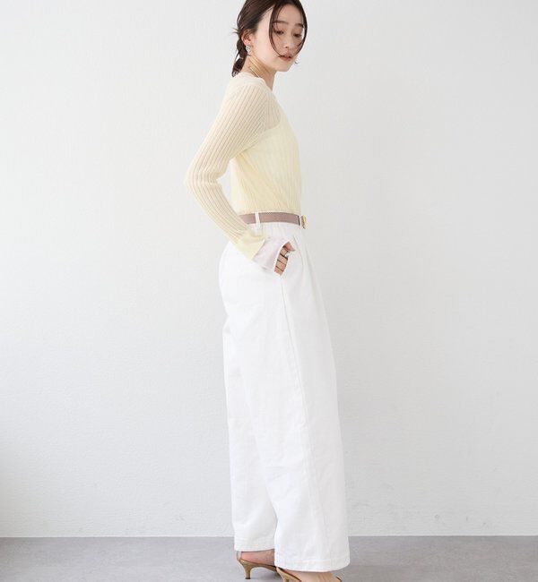  「【レイヤード風の袖口】シアーカフスリブニット」|ニット・セーター|