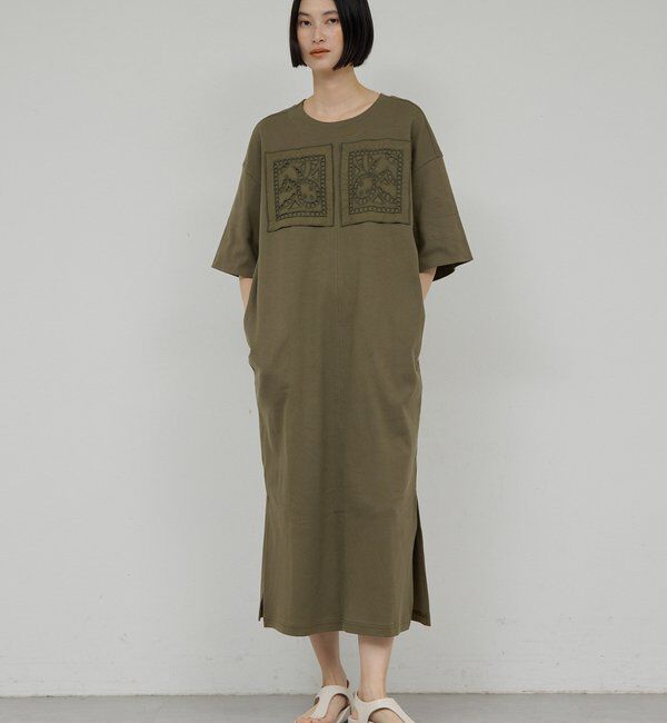  「【Dhritie】レースパッチワークワンピース」|ワンピース|カーキ