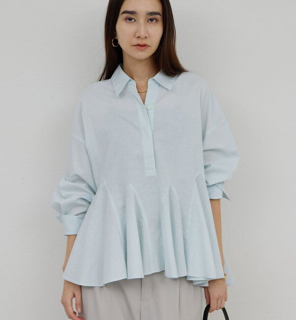  「フレアブラウス」|シャツ・ブラウス|サックスブルー
