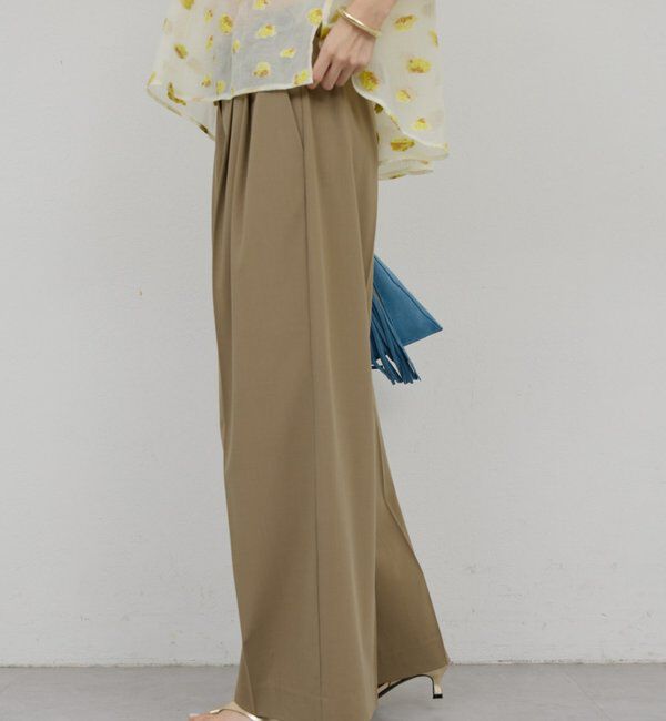  「【手洗い可】梳毛タックワイドパンツ」|チノ|ベージュ