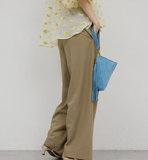  「【手洗い可】梳毛タックワイドパンツ」|チノ|