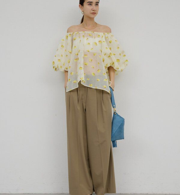  「【手洗い可】梳毛タックワイドパンツ」|チノ|