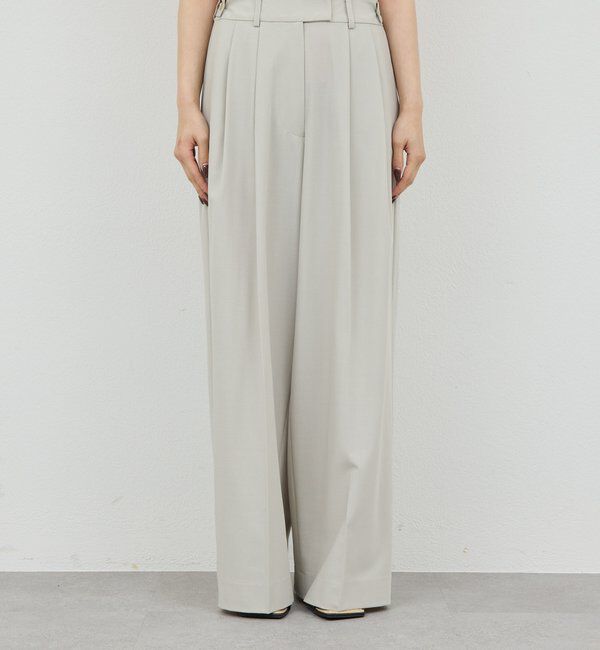  「【手洗い可】梳毛タックワイドパンツ」|チノ|