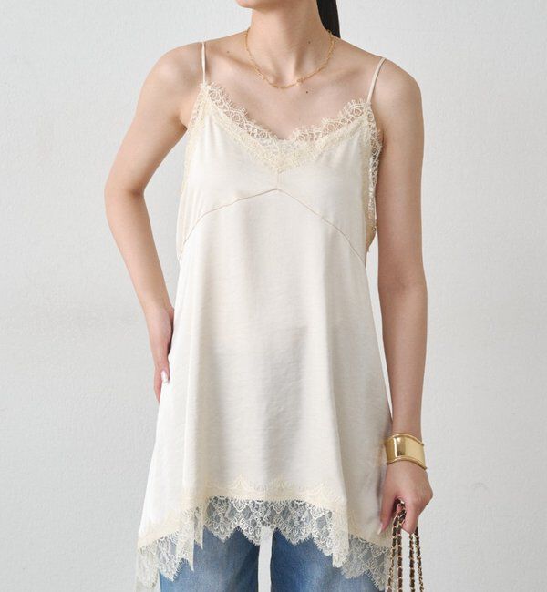 【新品未使用】LOUNGEDRESS レースキャミ アイボリー Loungedress（ラウンジドレス） ワンピース レースキャミワンピース