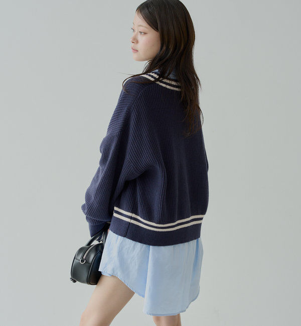  「ライン入りVルーズニット」|ニット・セーター|