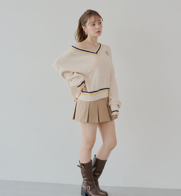  「ライン入りVルーズニット」|ニット・セーター|