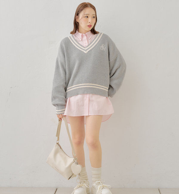  「ライン入りVルーズニット」|ニット・セーター|