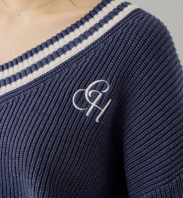  「ライン入りVルーズニット」|ニット・セーター|