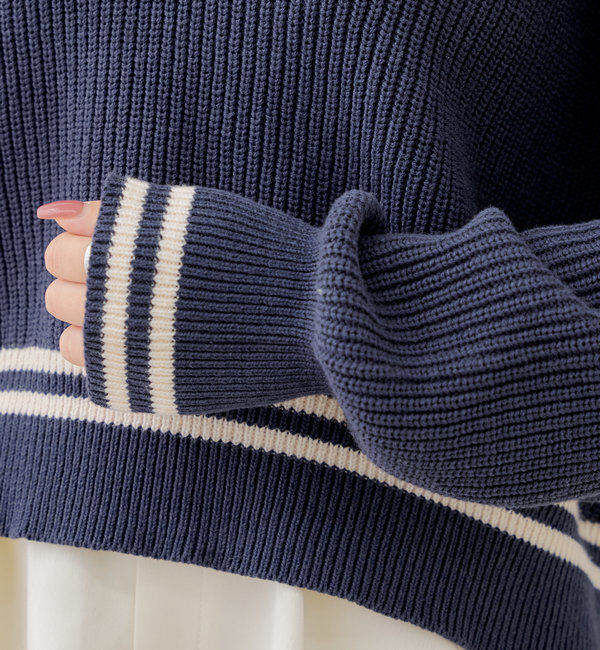  「ライン入りVルーズニット」|ニット・セーター|