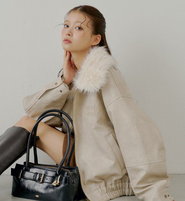 ファー取り外し可能】フェイクレザールーズジップブルゾン｜ルミネの