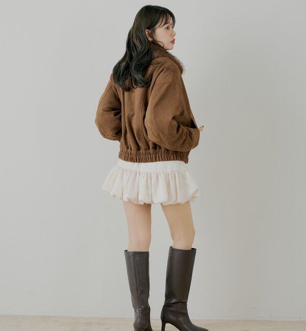 ファー取り外し可能】フェイクレザールーズジップブルゾン｜ルミネの