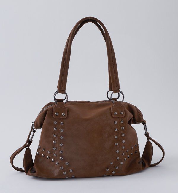  「STUDDED SHOULDER BAG/スタッズショルダーバッグ」|トートバッグ|ブラウン
