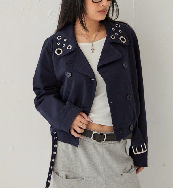  「SHORT EYELET PEA JACKET」|ブルゾン・スタジャン|ネイビー