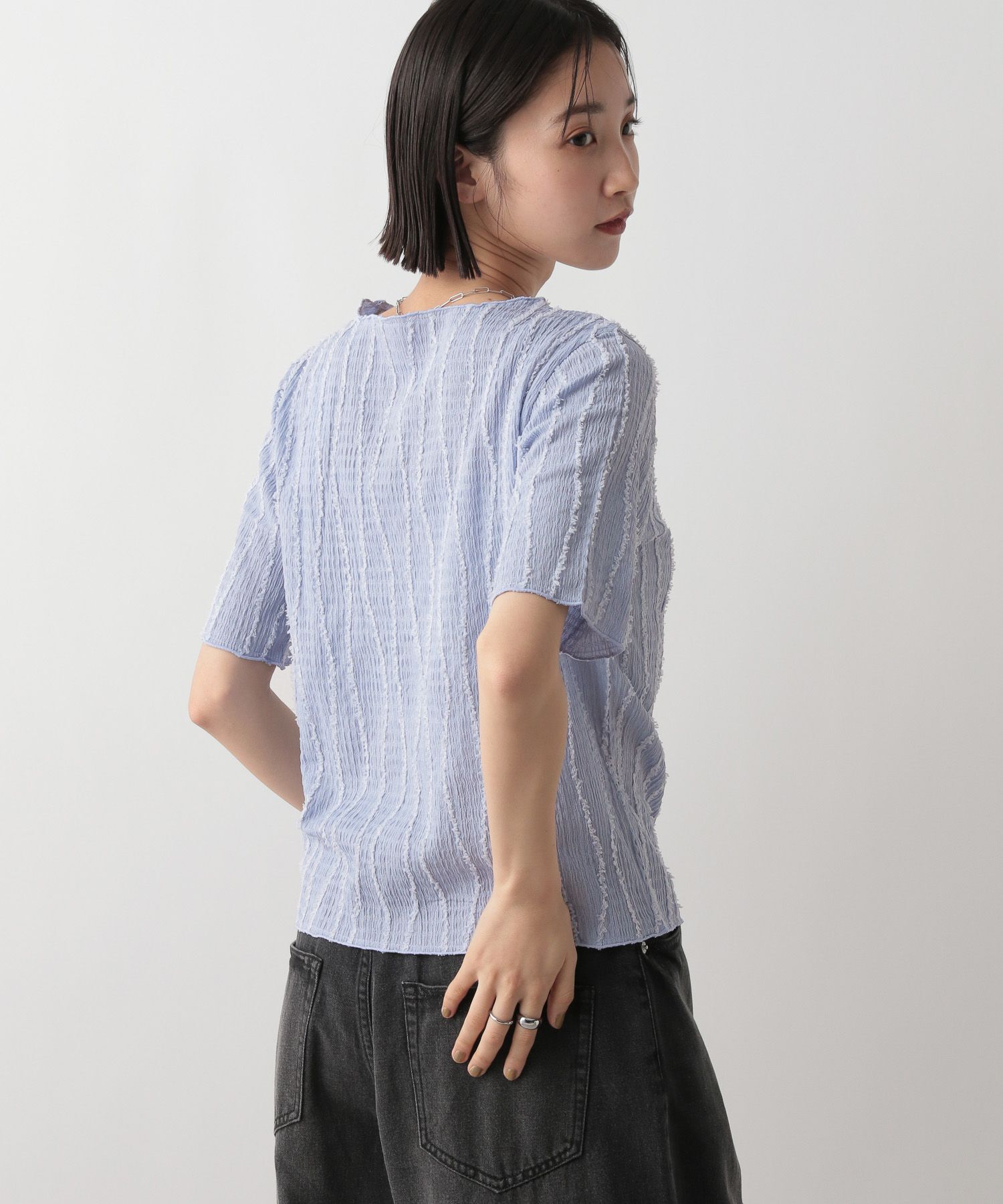 LOWRYS FARM「ジャガードフリンジ５Ｓ」|Tシャツ・カットソー|