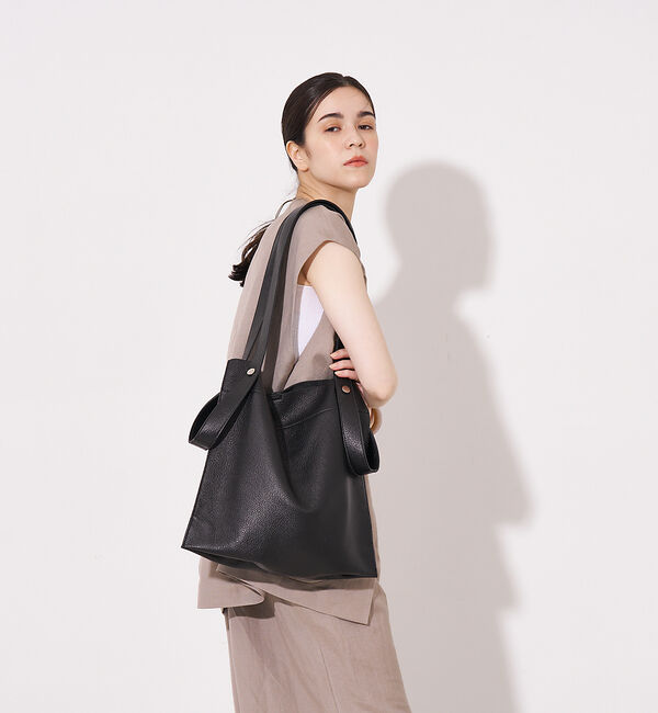 collex「【WEB限定】【BEAURE/ヴュレ】カウレザー 2WAY ハンドル トートバッ」|トートバッグ|ブラック