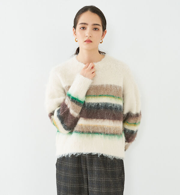 collex「ランダムボーダーヘアリーニット」|ニット・セーター|