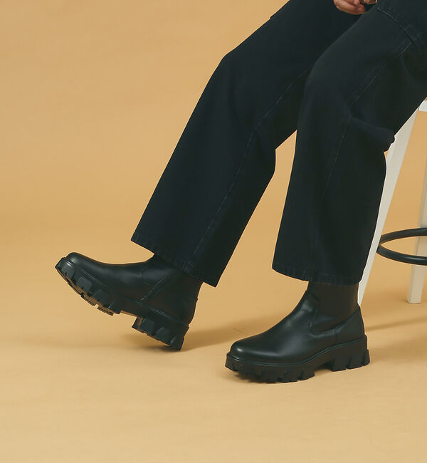 ABAHOUSE「【WEB限定】サイドゴア / サイドジップ /レースアップ / ブラックネオレサ」|ショートブーツ|ブラック系その他1