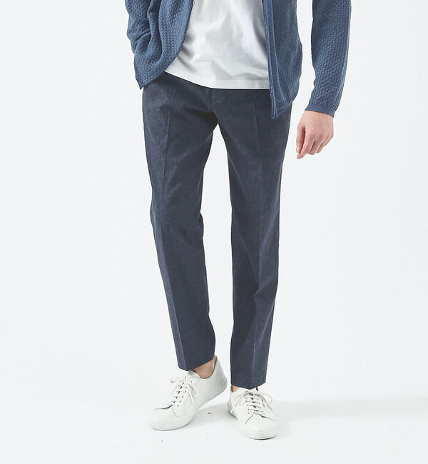 ABAHOUSE「【セットアップ対応】ソロストレッチ リネン テーパード パンツ / スラックス」|スラックス|ネイビー