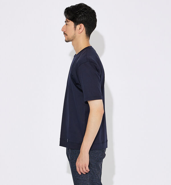 ABAHOUSE「【コットンシルケット】ポンチ クルーネック Tシャツ」|Tシャツ・カットソー|