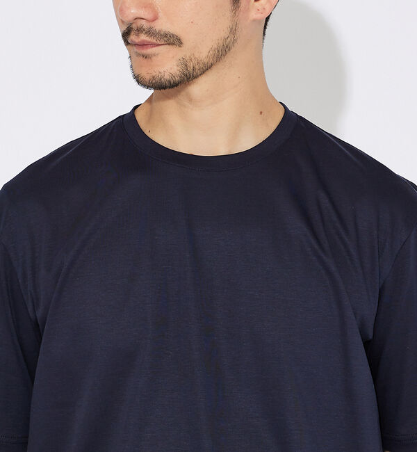 ABAHOUSE「【コットンシルケット】ポンチ クルーネック Tシャツ」|Tシャツ・カットソー|