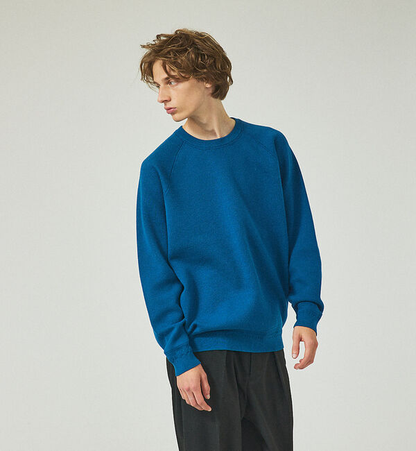 ABAHOUSE「【ニットスウェット】ハイショクステッチ ジャガードプルオーバー」|ニット・セーター|ブルー