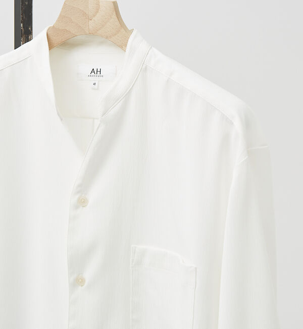 ABAHOUSE「【AH ABAHOUSE】楊柳 キーネック 長袖シャツ / Vネックシャツ」|シャツ・ブラウス|ホワイト