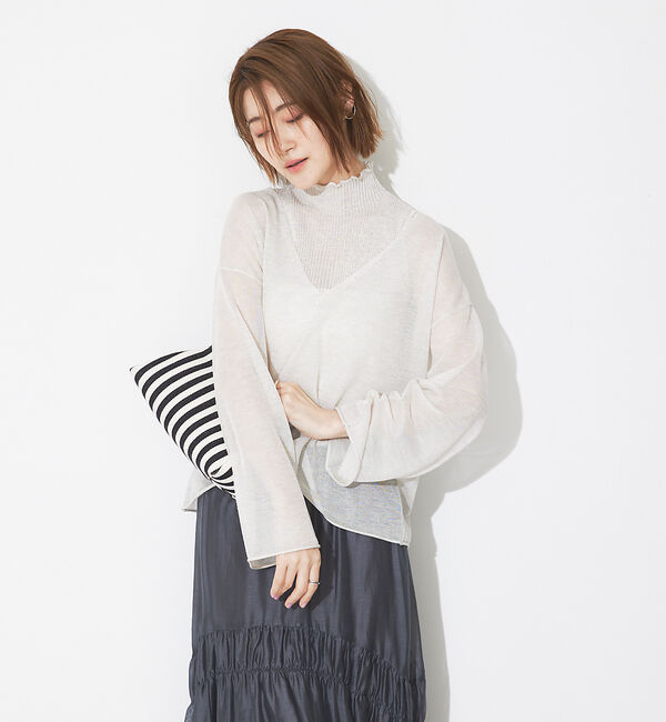 Rouge vif「シアーVネックラメプルオーバー」|ニット・セーター|