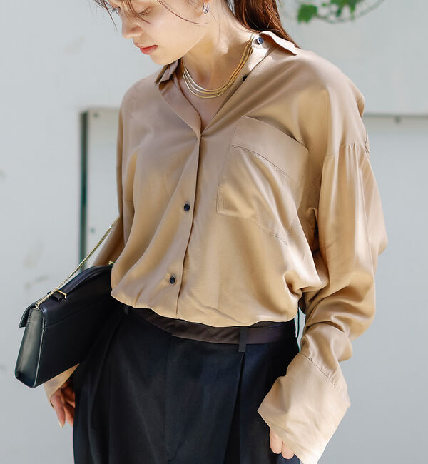 Rouge vif「レーヨンとろみシャツ」|シャツ・ブラウス|ベージュ