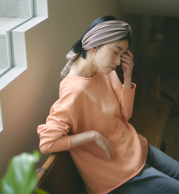 qualite「【WEB・一部店舗限定】クルーネックコットンニットプルオーバー」|ニット・セーター|オレンジ