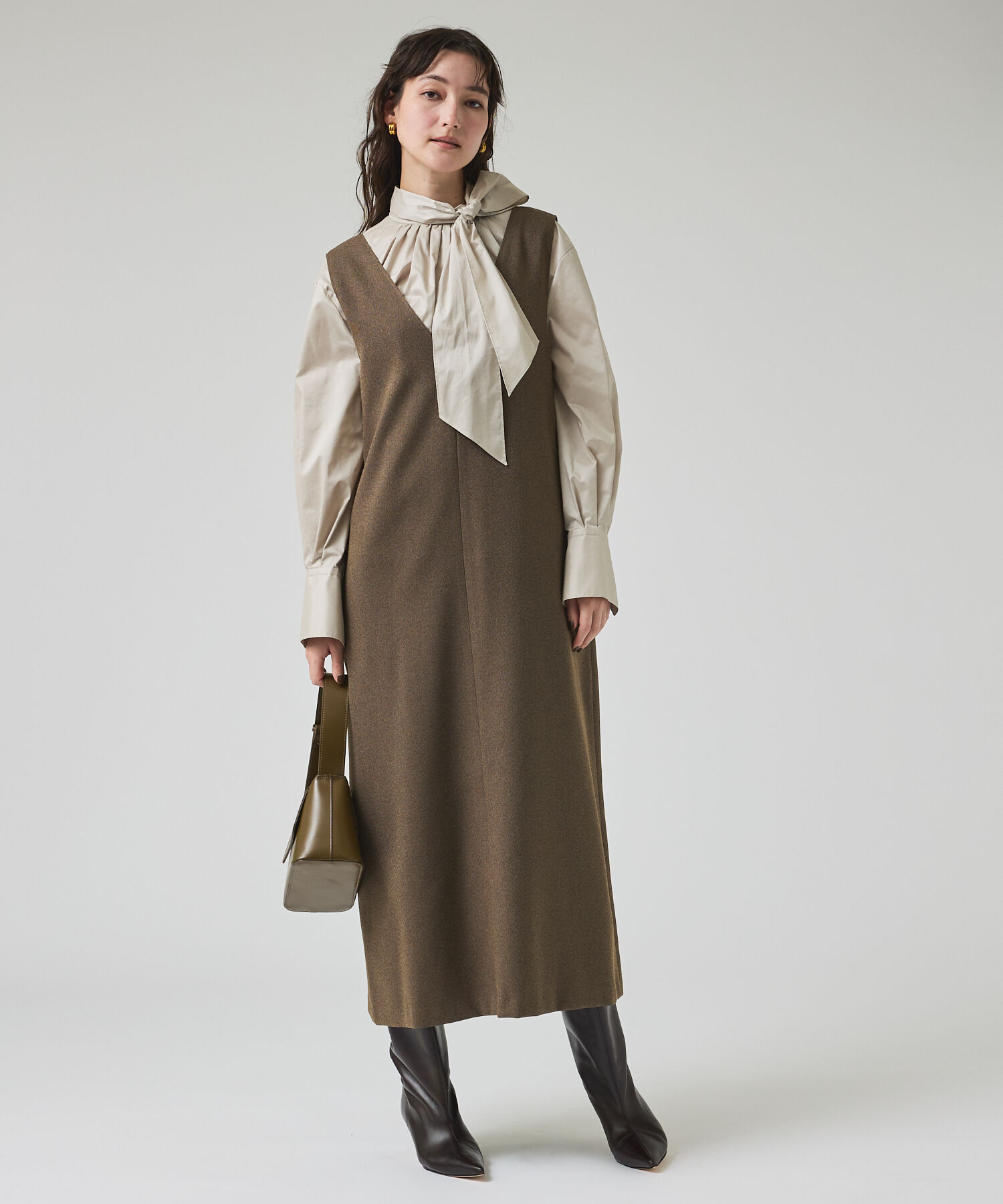 qualite「ツイーディジャンパーワンピース」|ワンピース|