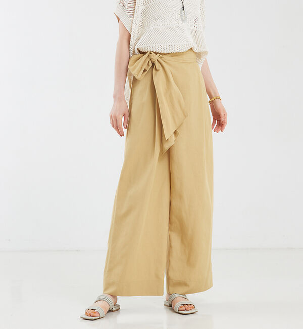qualite「ライトリネンラップパンツ」|その他|オーカー