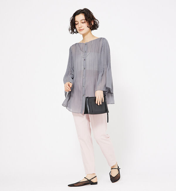 qualite「ランダムプリーツフレアーブラウス」|シャツ・ブラウス|