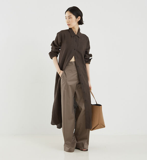 The Store by C' 「【COCUCA】リネンシャツワンピース」|ワンピース|ブラウン