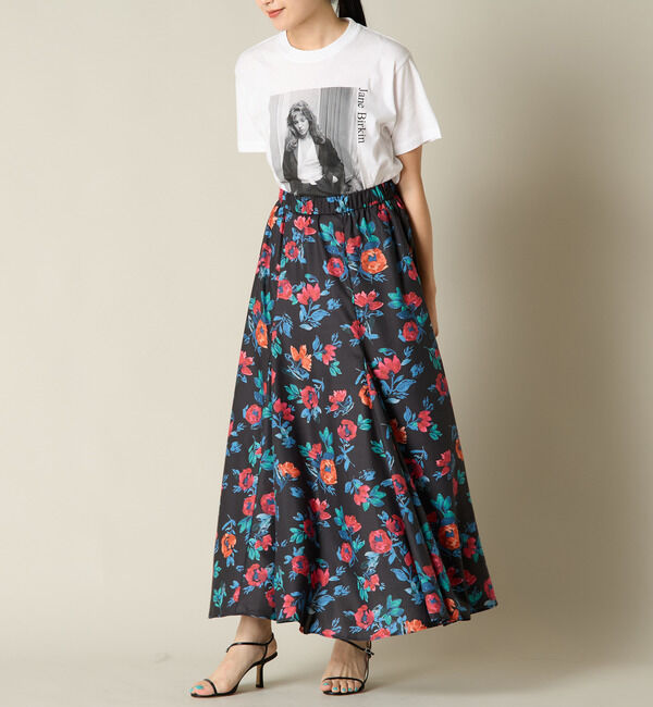 Liesse「フラワープリントフレアスカート」|スカート|
